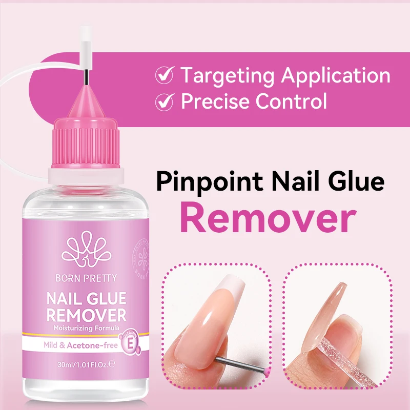 BORN PRETTY 30ml Smalto gel per rimozione colla per unghie Pinpoint per premere sull'unghia Asciugatura rapida Delicato Facile da ammorbidire Strumento per rimuovere le punte delle unghie
