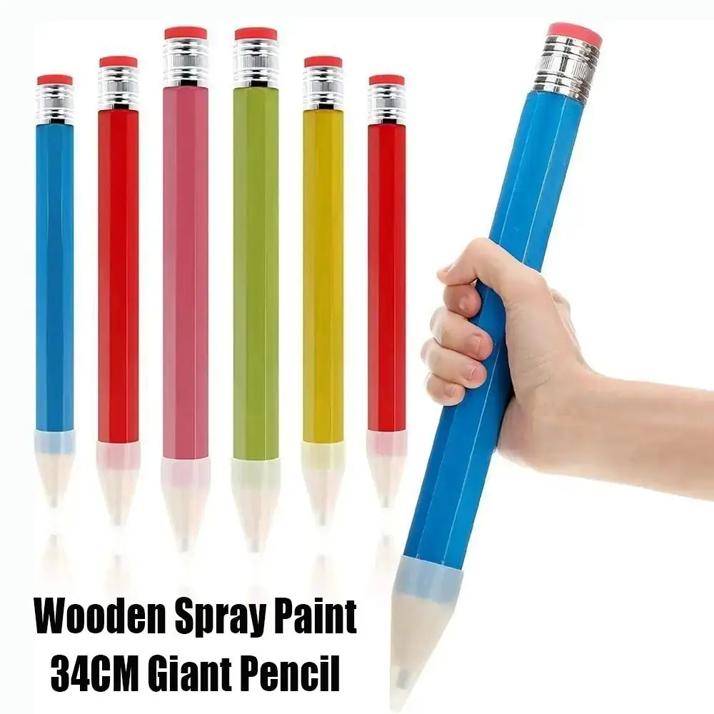 

High Quality Wooden Giant Pencil Spray Paint With Eraser Large Wood Pencil 34CM Novelty Toy Huge Pencil Student