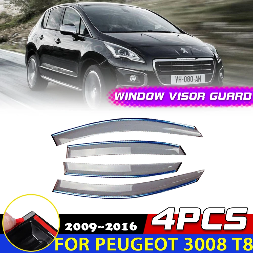 Car Windows Visor for Peugeot 3008 T8 2009~2016 2010 2011 Deflector Guards Cover Awnings Sun Rain Eyebrow Sticker Accessories