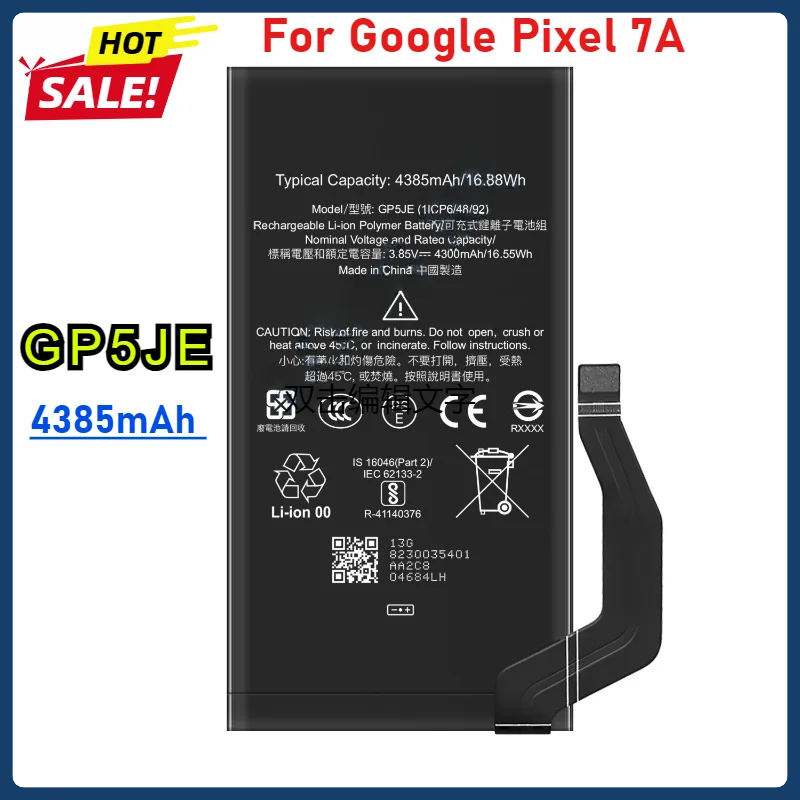 

GP5JE Battery For Google Pixel 7A Phone Replacement Battery 4385mAh Large Capacity Mobile Phone Batteries