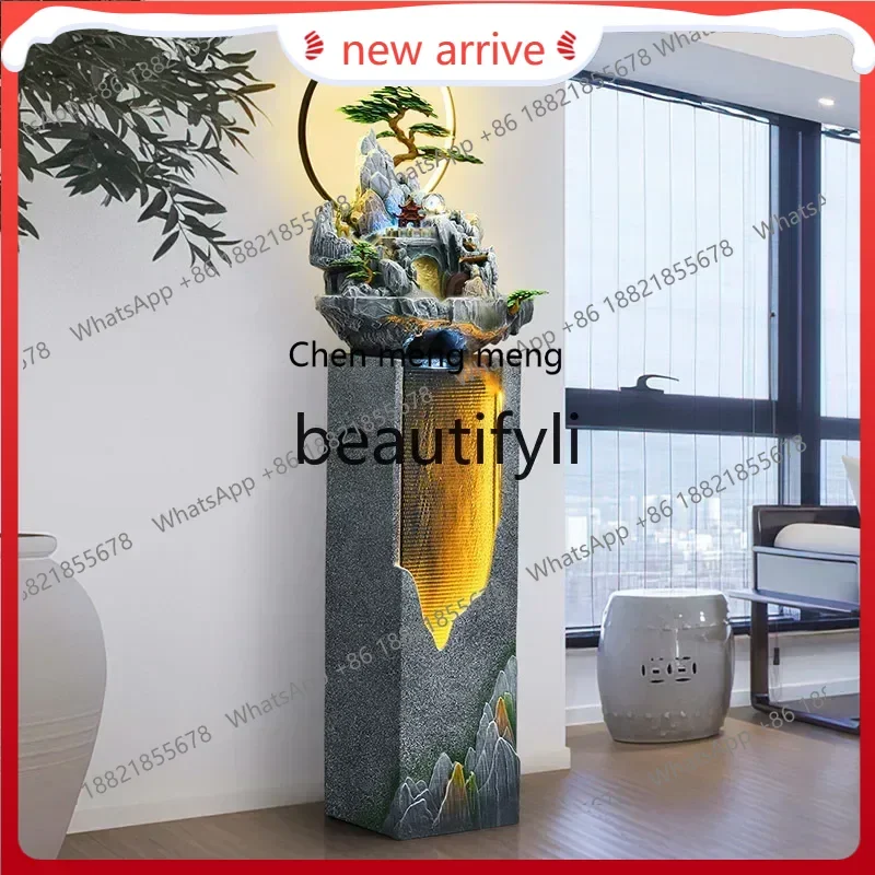 SS S7486 Alpine and flowing water ornament TV cabinet next to decorative landscaping living room entrance floor fountain opening