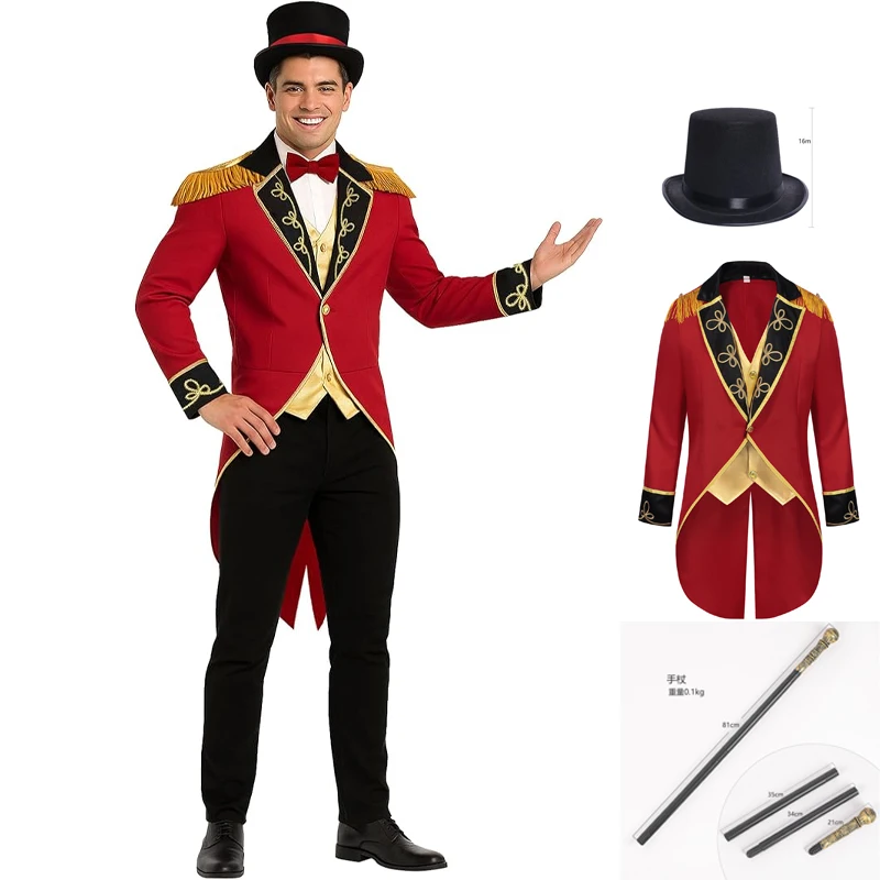 Ropa Medieval para hombres, trajes de actuación de esmoquin de caballero de circo con cuello levantado Retro, disfraz de fiesta de Carnaval de estilo Punk