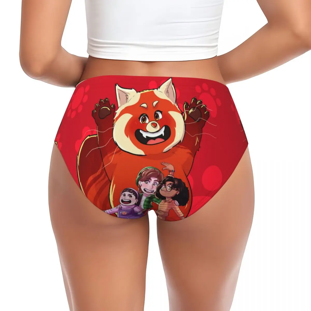 Custom Turning Red Movies Red Bear Cute Photo Brief Panties Womens Breathable Underwear