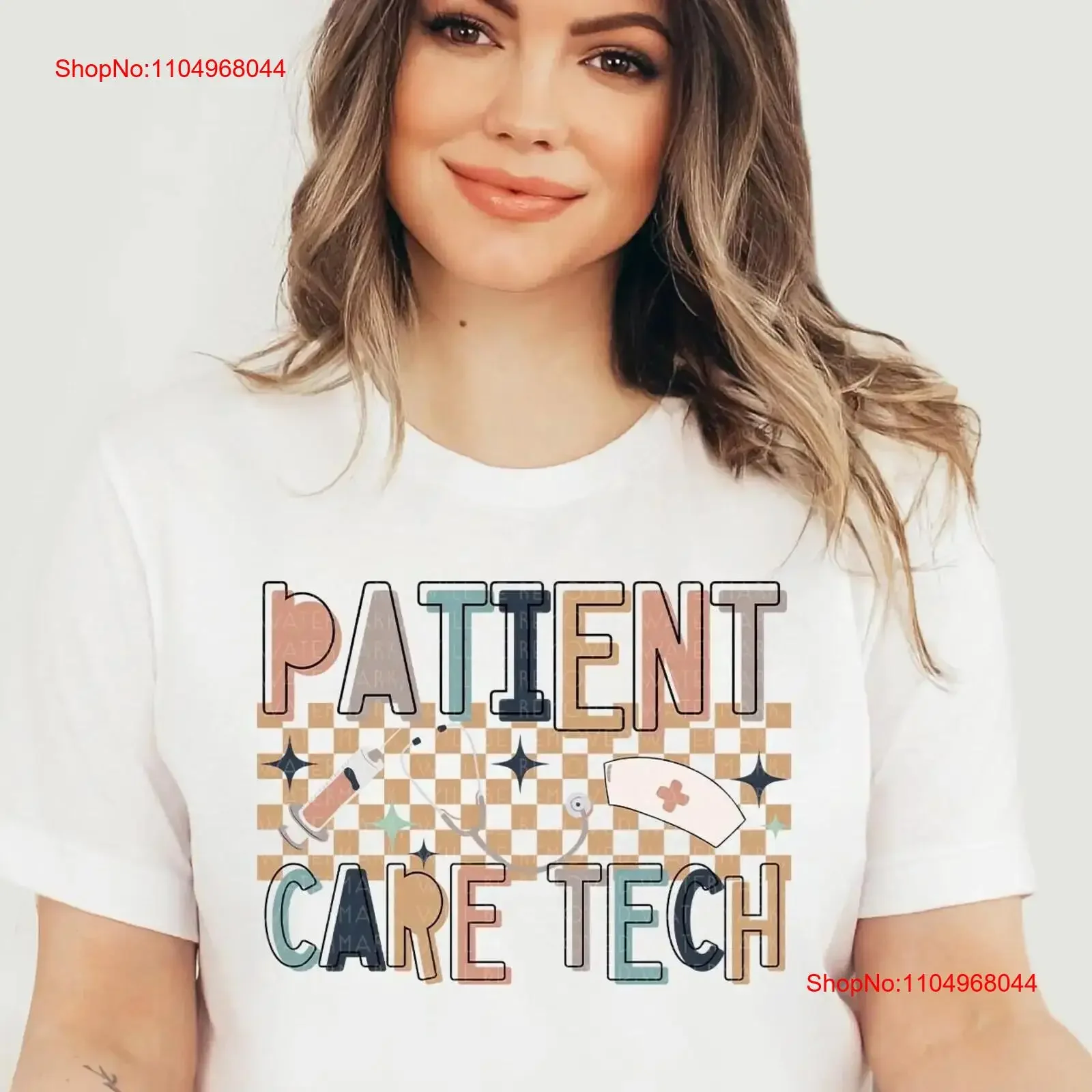 تي شيرت ريترو للعناية بالمريض تي شيرت PCT فني الرعاية الصحية فريق طبي عتيق مغسول مريح ومسامي ومتعدد الاستخدامات أنيق #1