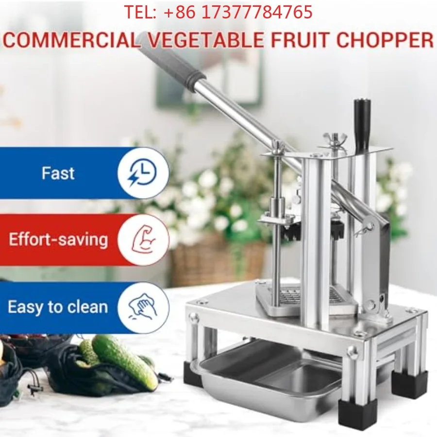 Commercial French Fry Cutter Vegetable Fruit Chopper with 4 Replacement Blades Stainless Steel for Potato Carrot Tomato Slicing
