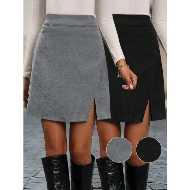 

W New Casual Split Skirt 28634 Pure Color Autumn Men's ort Pants Retro Sle Ciwalk Nine Points Polyester Triacetate Fiber