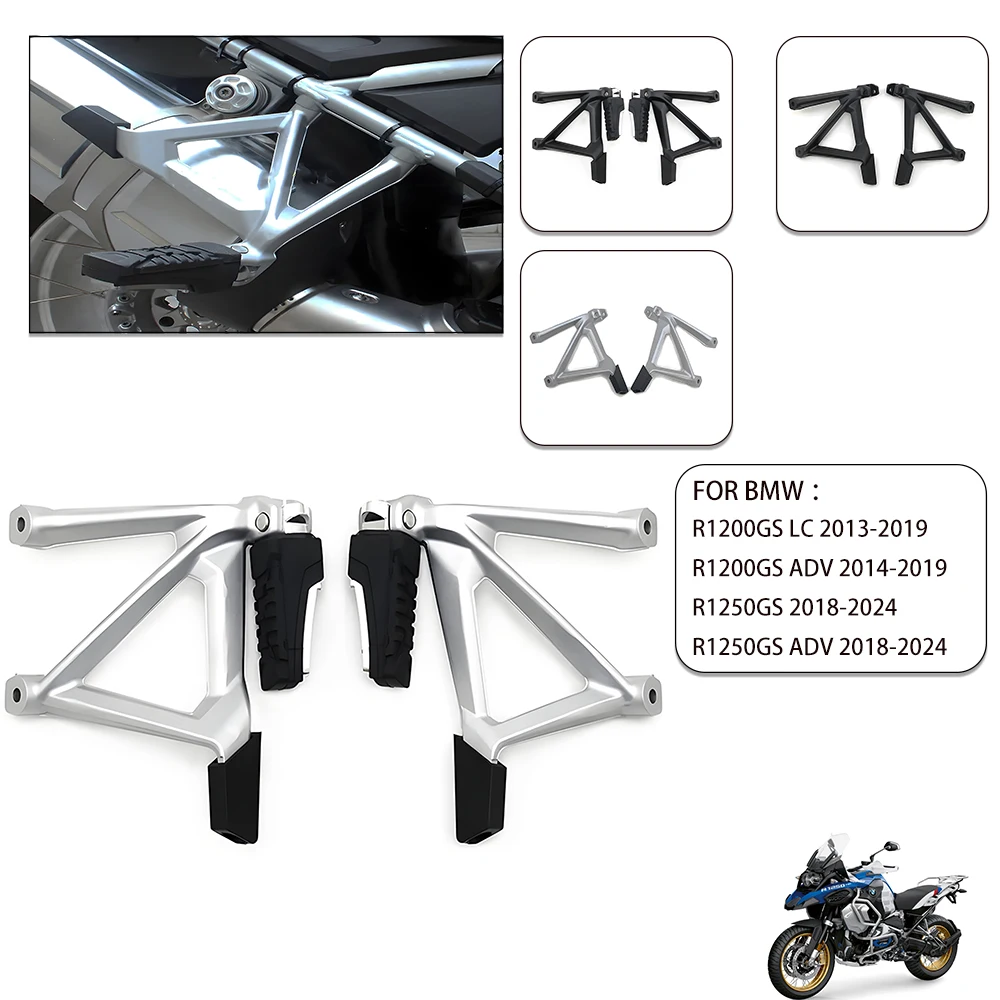Fits 2013-2019 BMW R1200GS LC / 2014-2019 R1200GS ADV / 2018-2024 R1250GS/ADV rear passenger footpegs, complete footpeg set