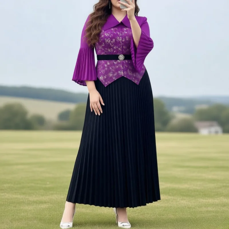 بدلة نسائية مياكي بطيات 2026 موضة أوروبية جديدة ختم الخصر بلوزة رقيقة مزاجه أنيقة Plisse نصف تنورة 2 مجموعات