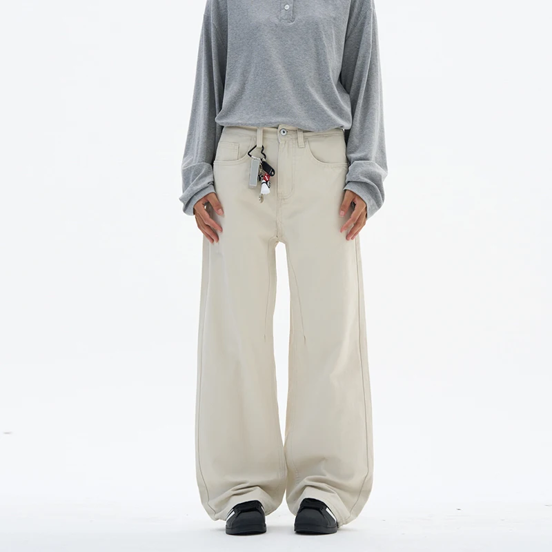 

Новые простые мужские повседневные брюки однотонные в американском стиле универсальные широкие свободные прямые мужские брюки