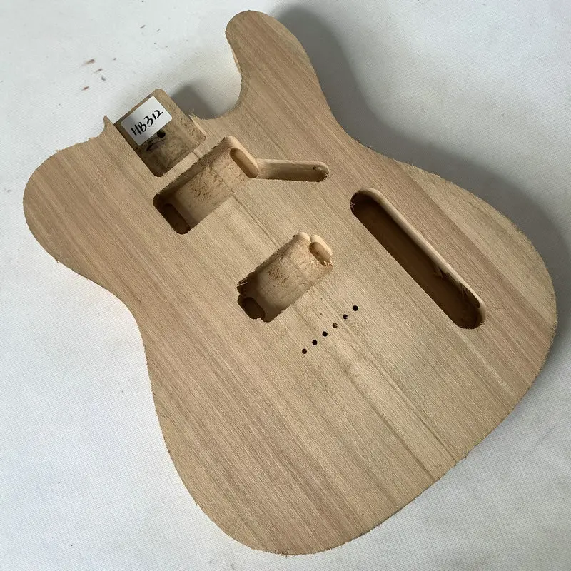 HB312 Solid Wood Tele Electric Guitar 2 Humbucker Pickups String Through Body Unfinished TL Guitar Body DIY Replace Parts