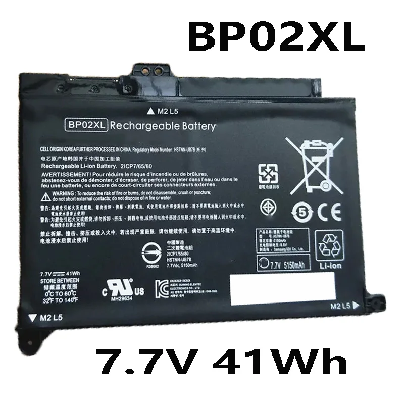 BP02XL 7.7V 41Wh laptop battery for HP BP02041XL HSTNN-LB7H HSTNN-UB7B 849909-850 2ICP7/65/80 849569-421 TPN-Q175 TPN-Q172