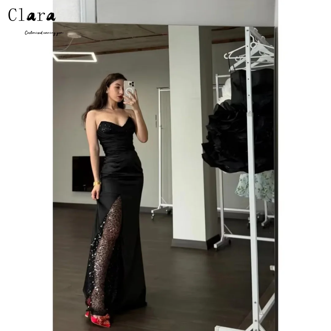 Clara Custom Black Sequin Sweetheart Ärmellos Elegante und formelle Damenkleider Ballkleider Luxuskleider Kleid Party Abend