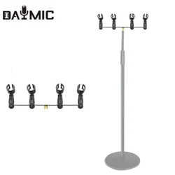 4pcs Microphone Clip Stereo T-bar Thread Adapter Bar Mount Support Stand Pro tripod Floor Stand for Interview Speech Chorus