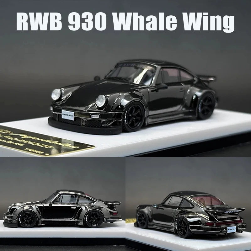 MC 1:64 RWB 930 Whale Wing Chrome Gray Diecast Diorama Car Model Collection Toys