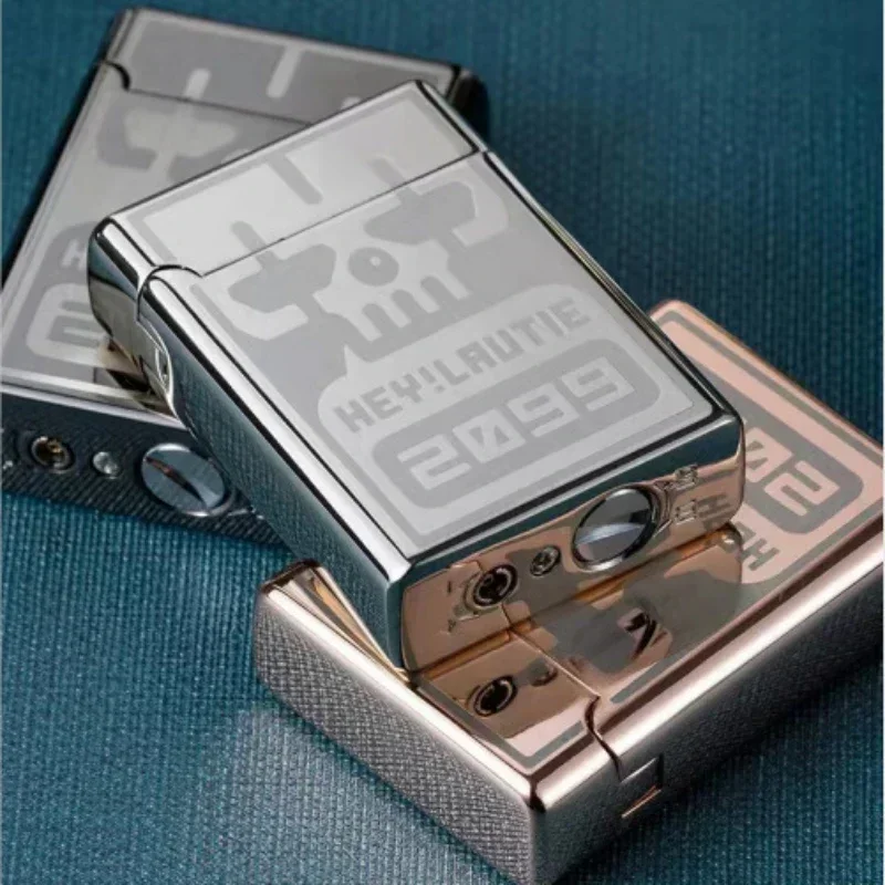 Draagbare Metalen Inductie Ontsteking Sigarettenaansteker Heren Boutique Gift Butaangas Aansteker Winddicht Aansteker Ongebruikelijke Aanstekers