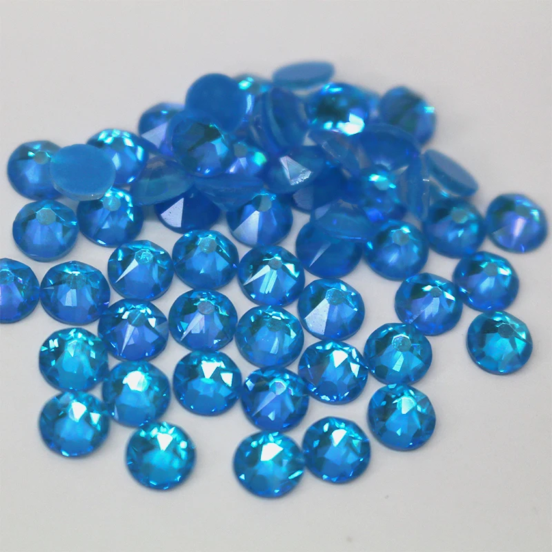 Neon blue ab 5A Top quality 2088 cut non hotfix Rhinestones cut 8 big 8 small sun flower facets  crystal ab nail art or wedding