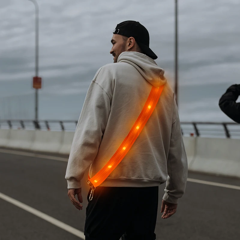 High Visibility Light Emitting Diode with Green and Orange Reflective Waist Trimmer for Climbing Running Skiing