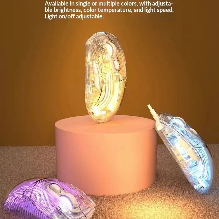 EWEADN Q8 Transparent Wired Wireless the third mock examination Mouse Mute Girls Computer Game E-sports Machinery High Appearan