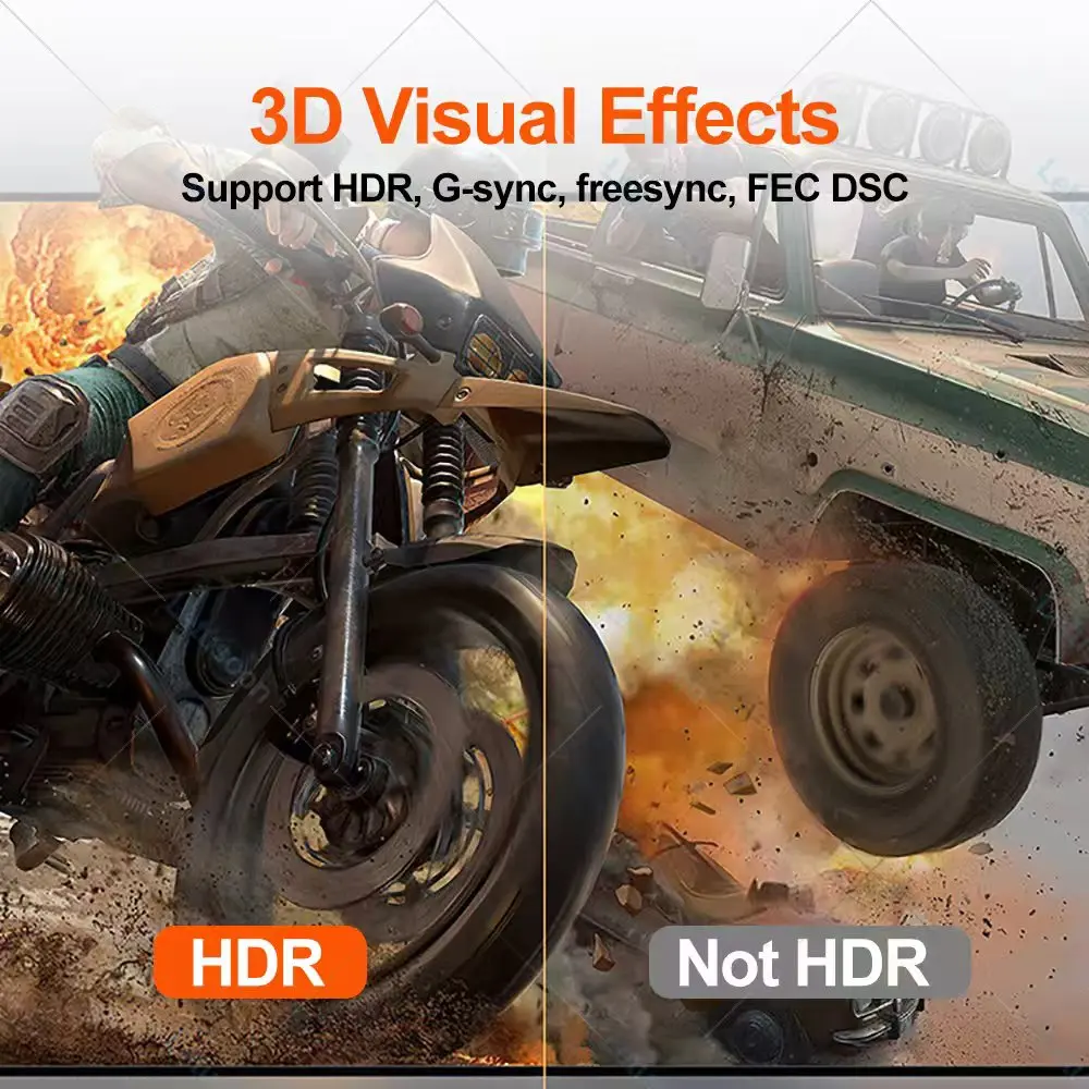 Kabel DisplayPort 2.1 77Gbps 16K 60Hz 3m 2m 1m 0.5m 8K 120Hz HDR Audio 4K Kabel Display Port 3D do monitora komputerowego PC — zdjęcie produktu 3
