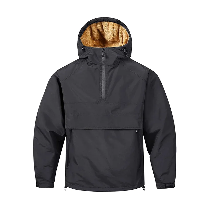 

Overcoats Jacket for Men Fleece Hooded Winter Youth Trend Lapel Retro Windproof Wear-resistant Casual Men's Jacket Large Size