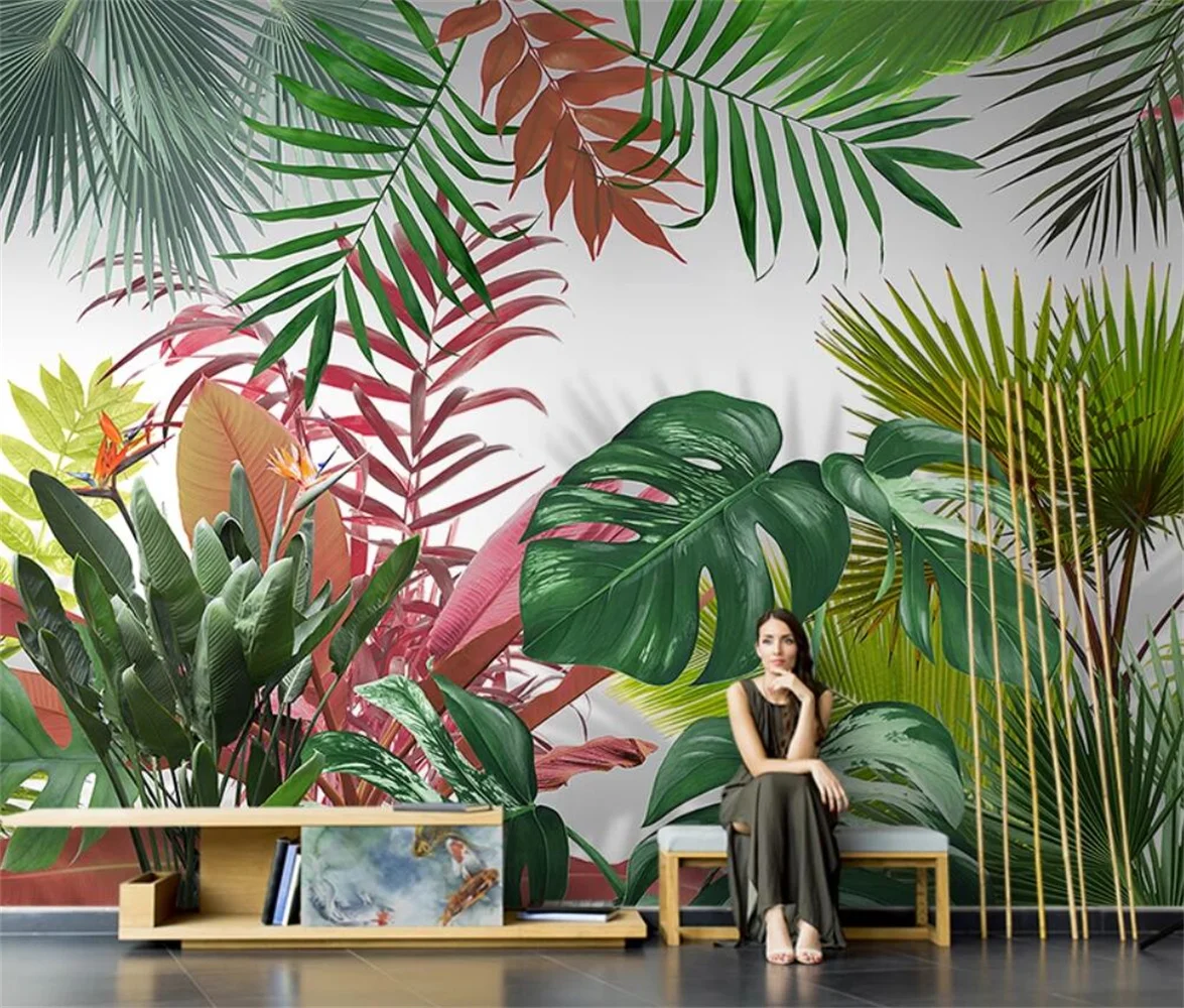 Customized Southeast Tropical Rainforest Plants wallpapers for living room TV Background Wallpaper Bedroom Mural 3D Papier Peint