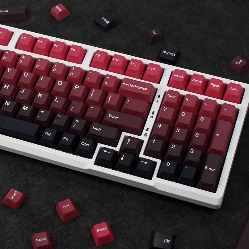 Gradual change color keycap red and black gradual change color scheme PBT original highly creative personality mechanical keyboa