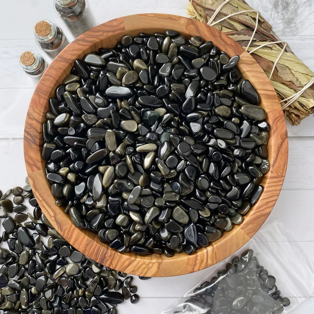 Natural Golden Obsidian Crushed Stone, Garden Decoration, Potted Filler, Vase Filler, Fish Tank Decoration Stone, Gift Giving view 4