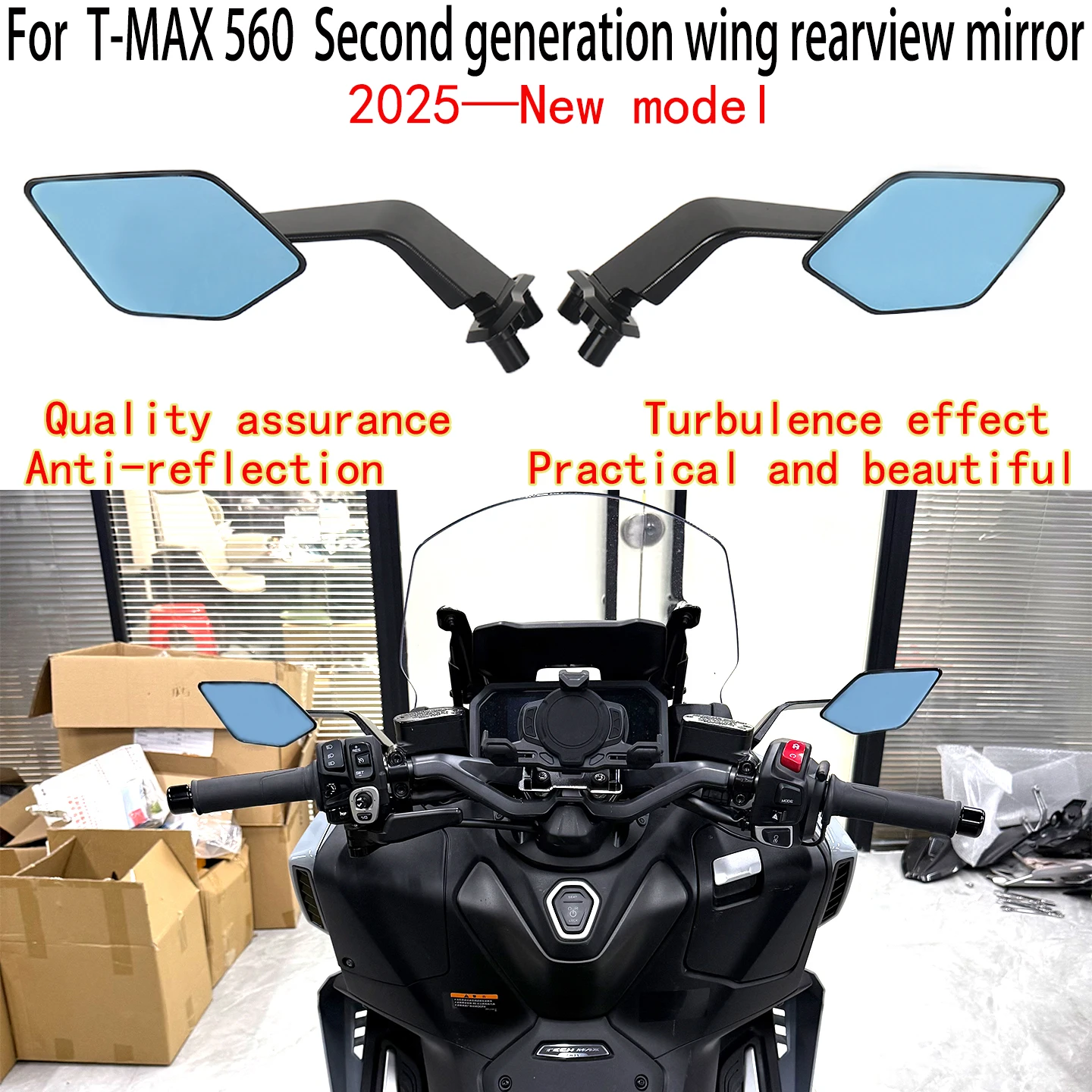 For Yamaha T Max 560 Second generation wing rearview mirror Wing mirror 2025-New model YAMAHA T-MAX560 rear-view mirror