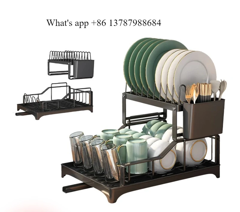 

Кухонная подставка-органайзер для хранения тарелок, мисок, столовых приборов, палочек для еды, чашек, с функцией слива воды