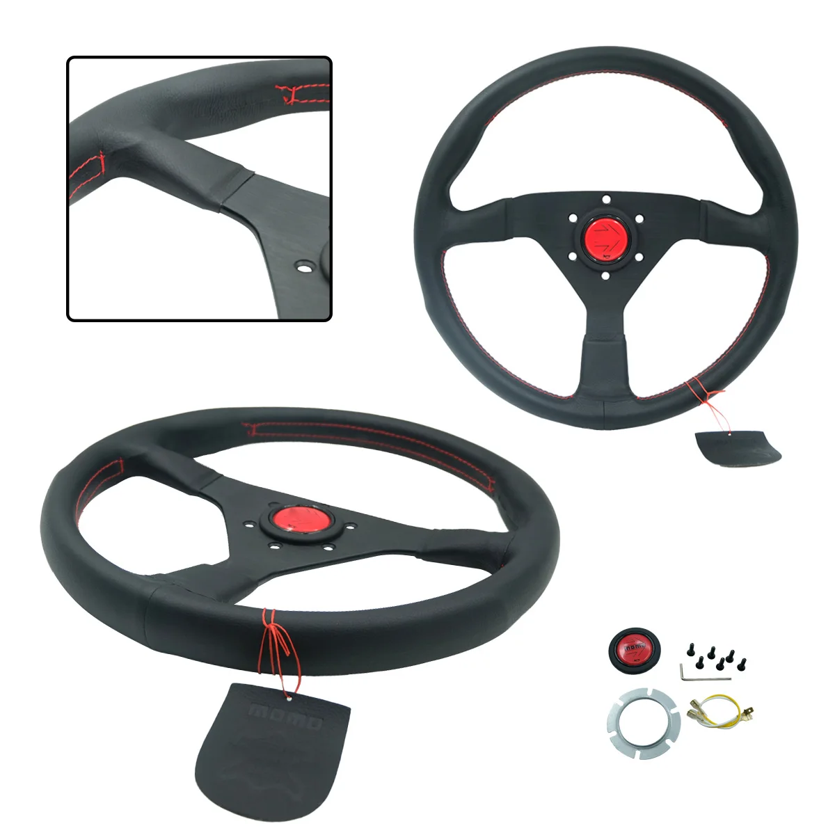 

13 Inch 340MM V1 Flat Modified Racing Leather Car Steering Wheel, Gaming Competitive Steering Wheel