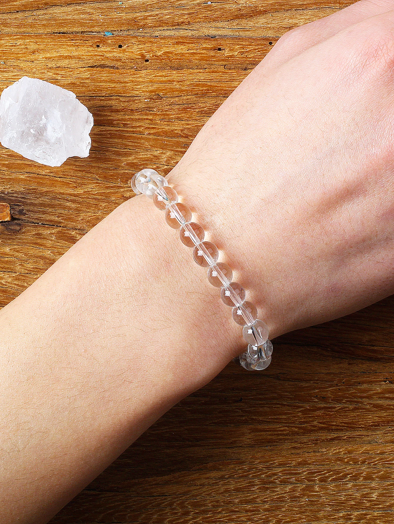 Reiki Clear Quartz Bead Bracelets Women Natural Stone Rock Crystal Elastic Bangle Men Purify the Soul White Crystal Yoga Jewelry