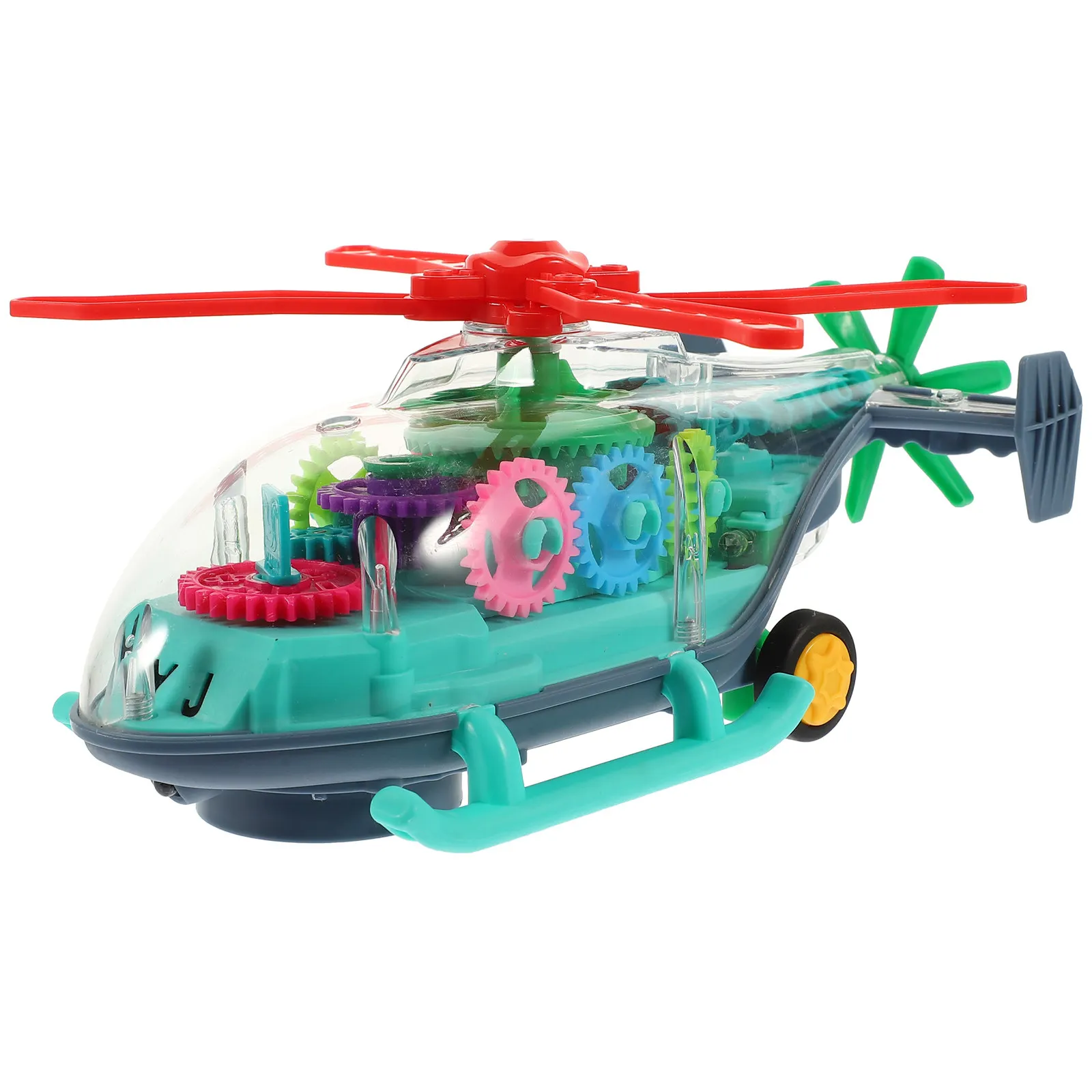 

Электрический светящийся самолет с прозрачным корпусом и яркими цветными шестеренками, на батарейках, движущийся самолет для детей, развивающий творческие способности