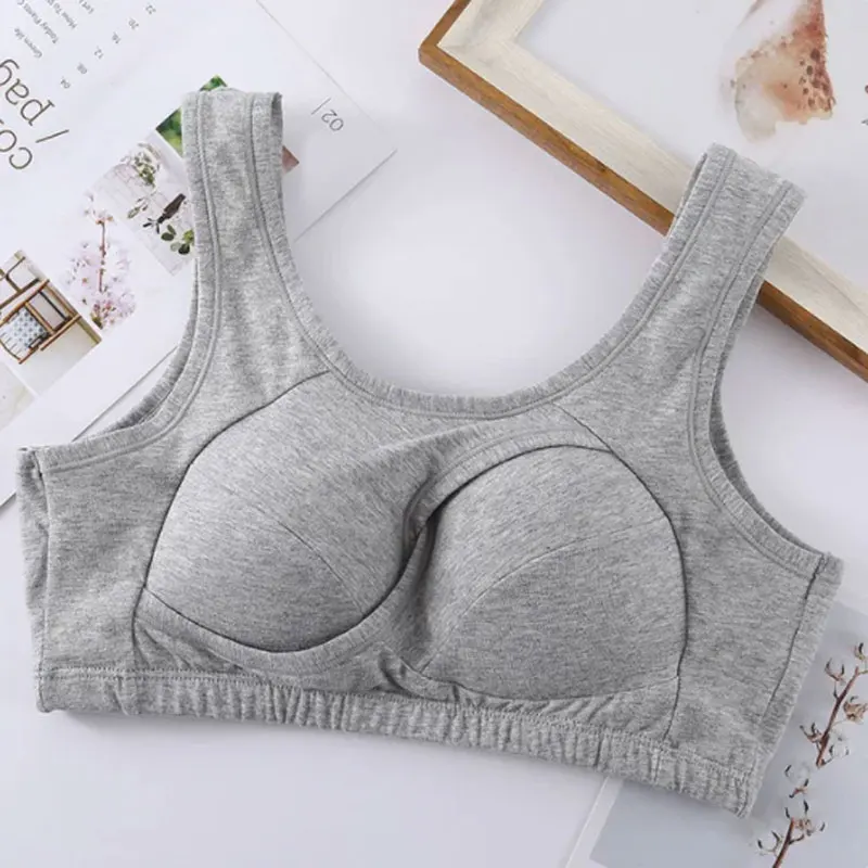 Soutien-gorge de sport en coton antichoc pour femme, sous-vêtement sans couture, respirant, pour dormir, yoga, beau dos, bralette grande taille