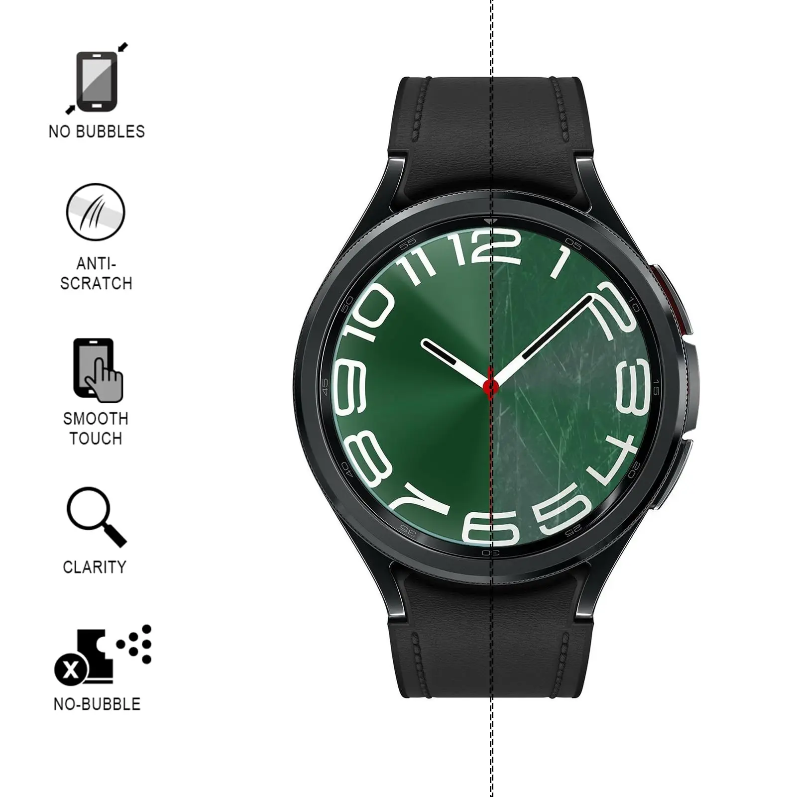 Vidro temperado para samsung galaxy watch 6 clรกssico 40mm 44mm 47mm 43mm acessรณrios hd claro anti-risco filme protetores de tela
