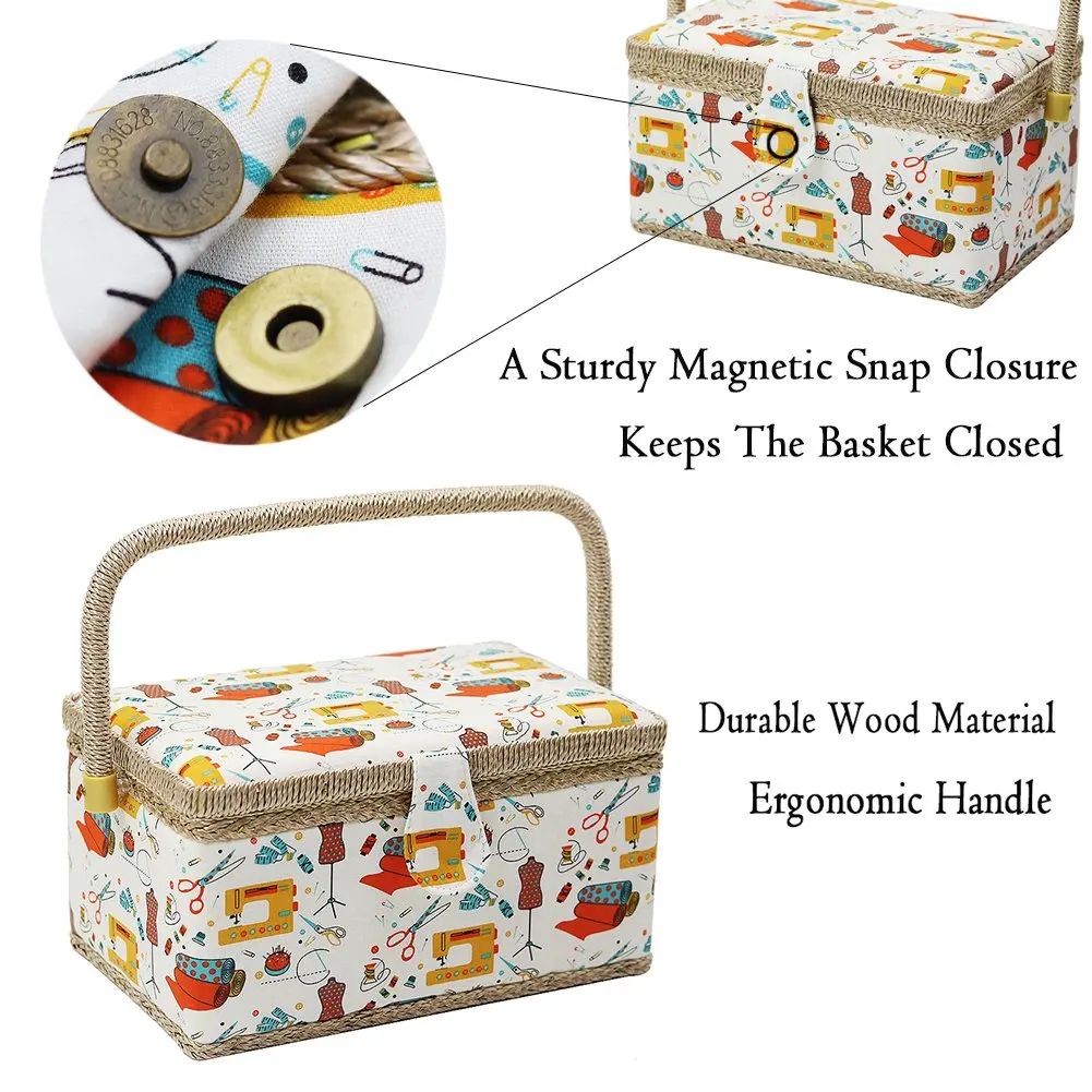 Medium Sewing Box with Kit Accessories Sewing Basket Organizer with Supplies DIY Sewing Kits for Adults