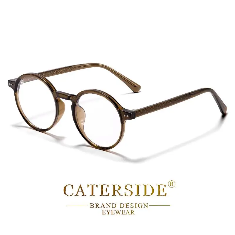 CATERSIDE Retro Männer Brille Runde Hohe Qualität TR90 Rahmen Rezept Brillen Rahmen Frauen Null-Power Objektiv Computer Gläser – Detail 15