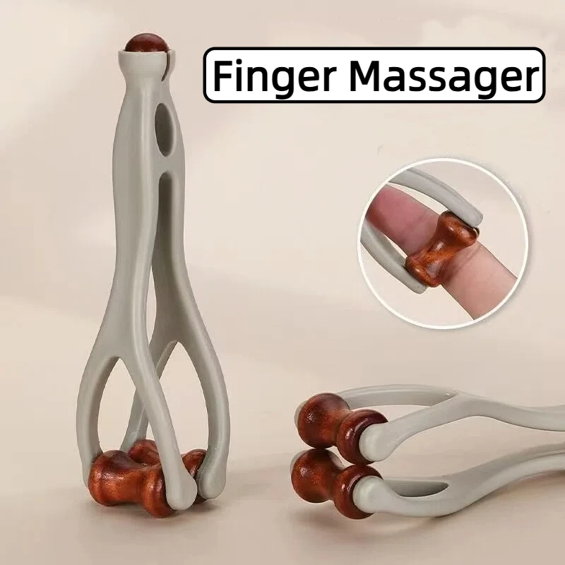 Finger massager, solid wood roller massage clip, hand joint meridian massage, finger scraping magical massager