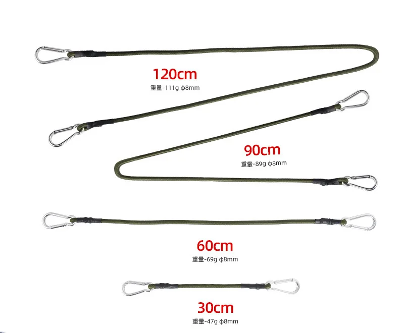 1/5 Stück Klettergurt mit elastischem Seil, Metallschnalle, elastisches Band, Zelt-Aufhängeseil, 8mm Outdoor-Camping-Wäscheleine, Gepäckgurt – Detail 6