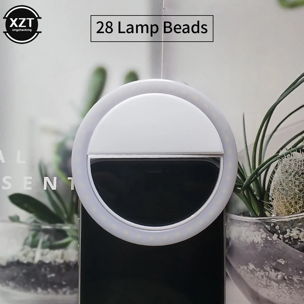 Cell Phone Fill Light LED Round Beat Light Selfie Live Fill Light Rechargeable Photo Light for iphone Samsung Xiaomi Huawei
