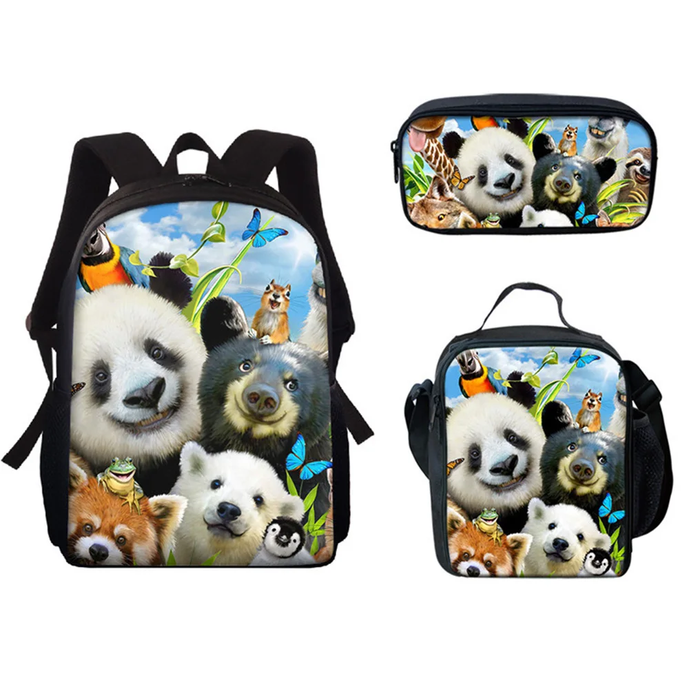 2026 Harajuku Novelty Elephant Animals 3pcs/Set Backpack 3D Print School Student Bookbag Anime Laptop Daypack Lunch Bag Pencil