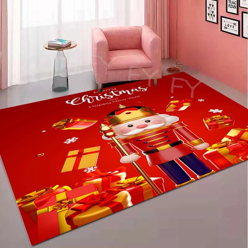 Red Christmas Nutcracker Carpet Home Living Room Bedroom Sofa New Year Decoration Carpet Holiday Party Decoration Friends Gift