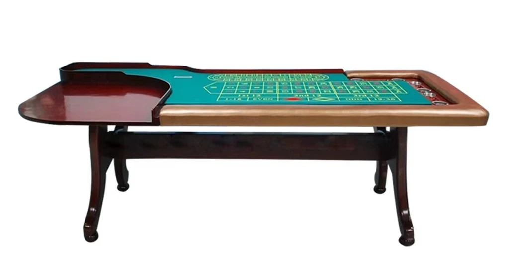 

84 Inch Poker Table H Leg Solid Wood Roulette Table With Acrylic Protector