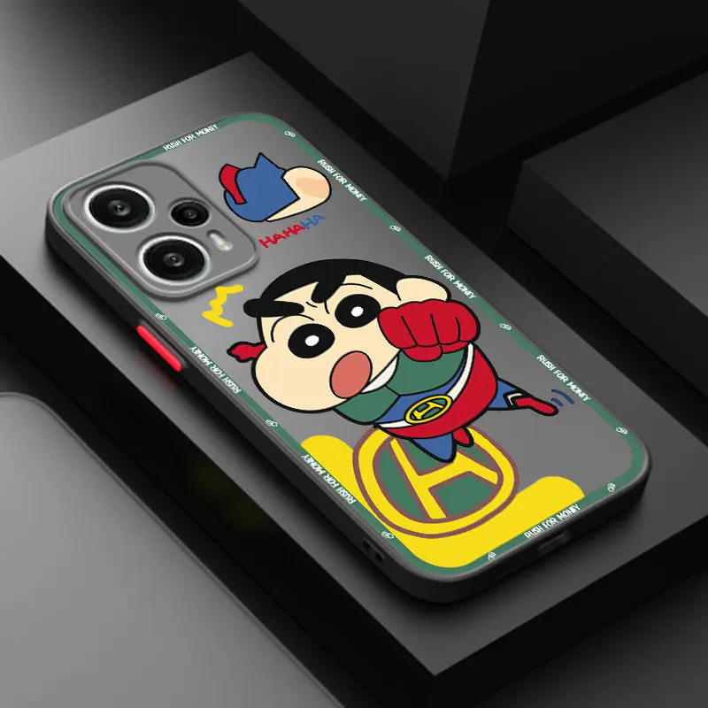 Fashion Crayon Shin-chan Frosted Phone Case For Xiaomi 10T 11T 12T 12X 12S POCO F3 X3 GT X4 NFC M3 M4 X4 Pro F4 F5 X5 C31 C40