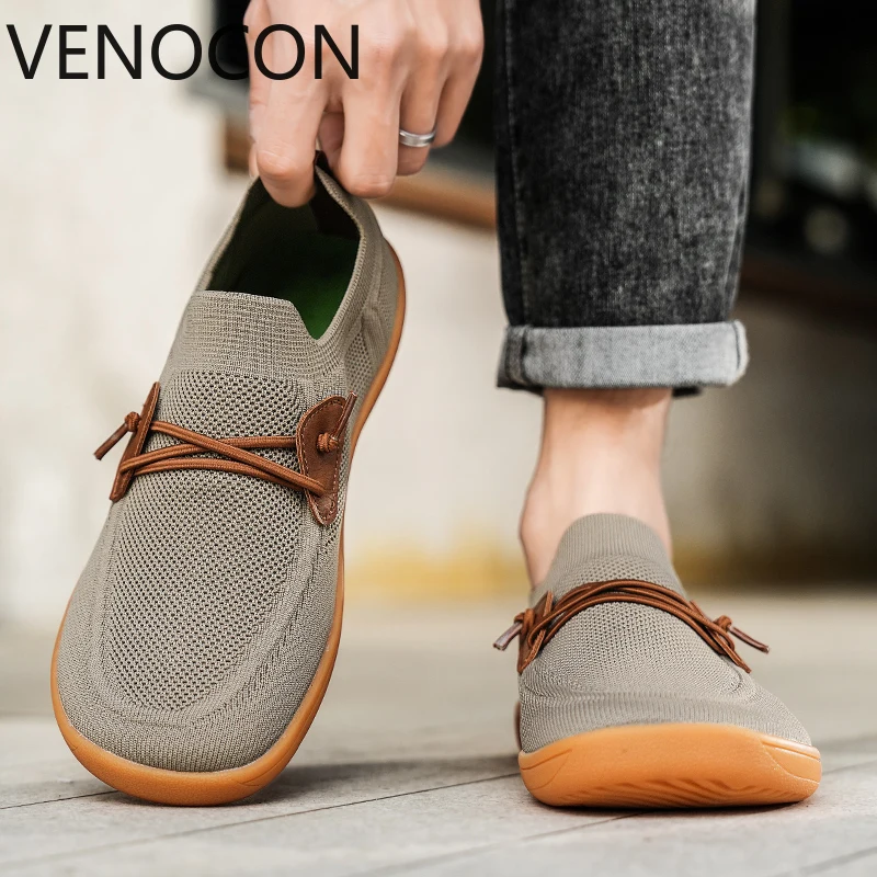 

VENOCON Knit Minimalist Wide ToeBox Feet Two Eyelets Barefoot Athletic Casual Shoes For Men Women Sneakers Footwear Boots Man