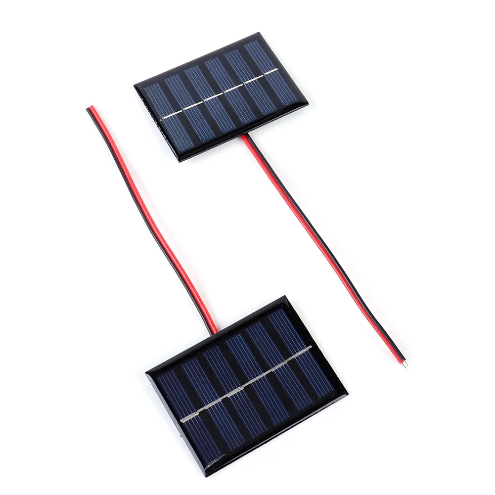 1/2 Pcs Solar Panel 100MA 1W 3V Solar Cell with Cable Mini Small Solar Panel Module for Lamp Fan Pump for 2-3V Battery Charging