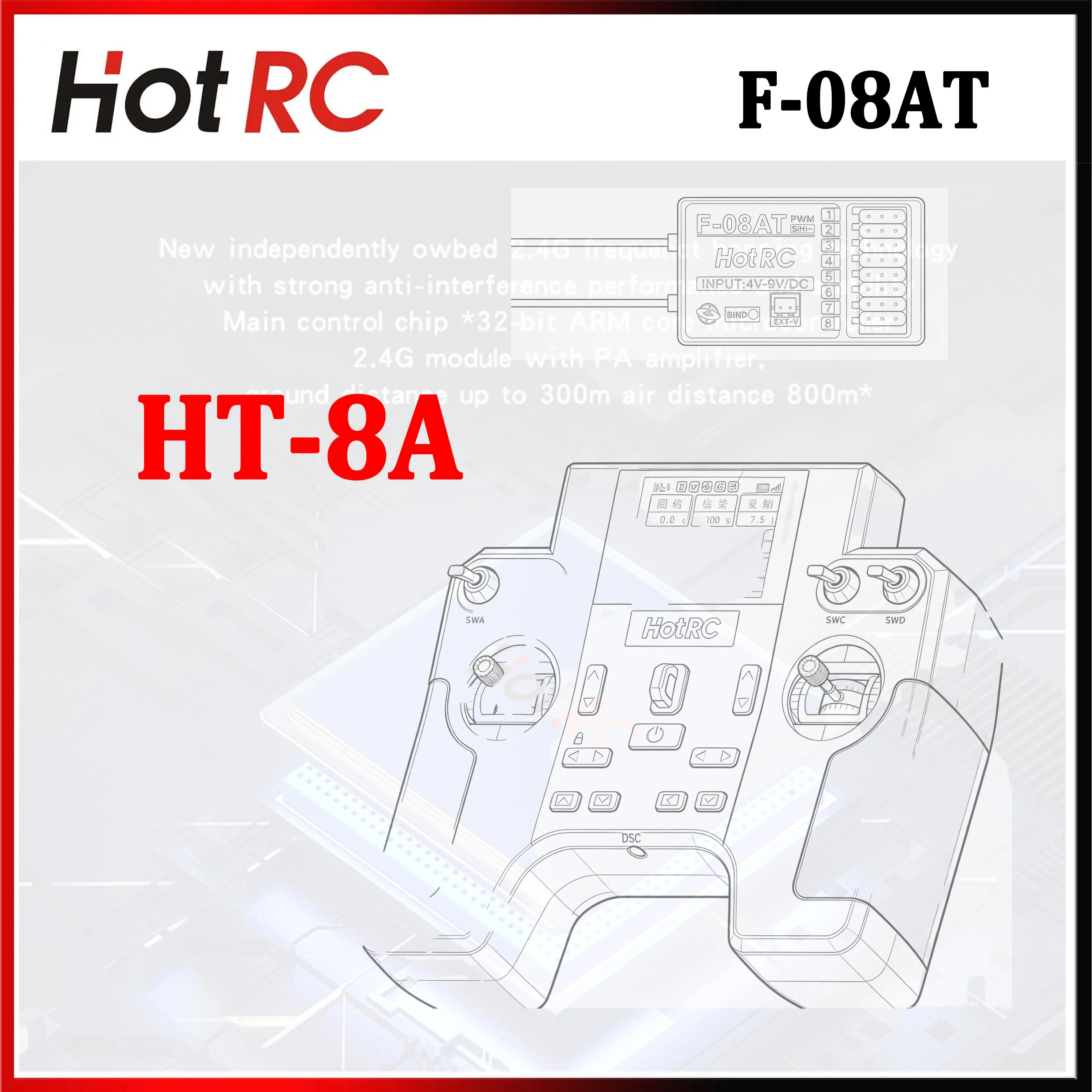 Drone Rc Truck - HOTRC HT-8A 2.4G 8CH Transmitter Remote