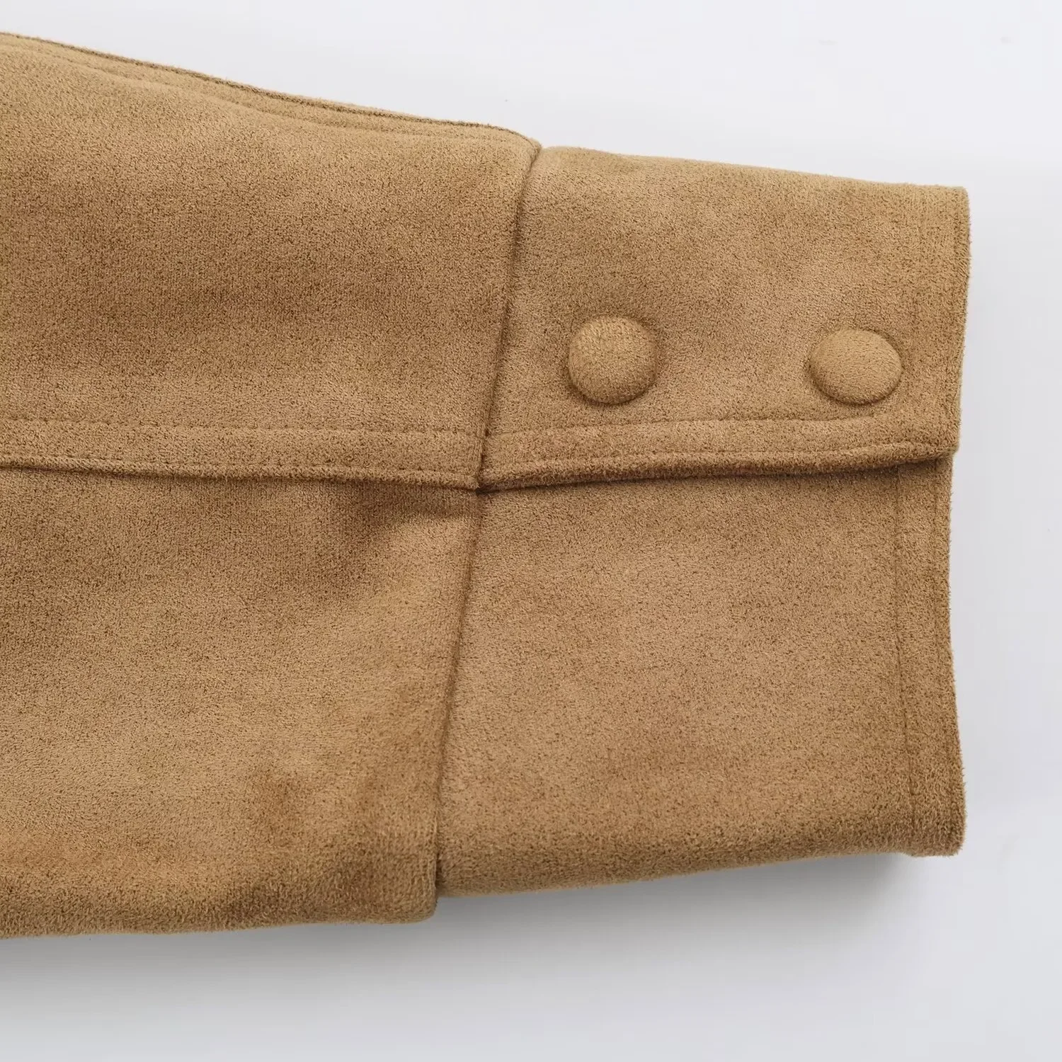 Damen Kunstwildleder Kurze Herbst-Winter-Jacke mit Gürtel, Langarm, Locker Geschnitten, Lässige Oberbekleidung, Streetwear für Frauen – Detail 17