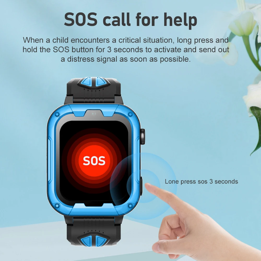 어린이 스마트 워치 SIM 카드 통화 음성 채팅 SOS GPS LBS 와이파이 위치 학생 카메라 알람 스마트워치, IOS 안드로이드용, 4G