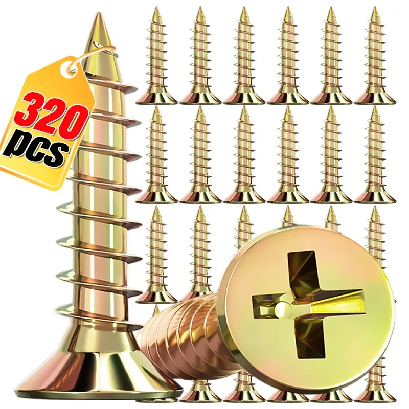 

Metal Self-Tapping Screws Phillips Flat Head Wood Screws Assortment Kit For Home Furniture Cabinet DIY Repair Hardware Fasteners