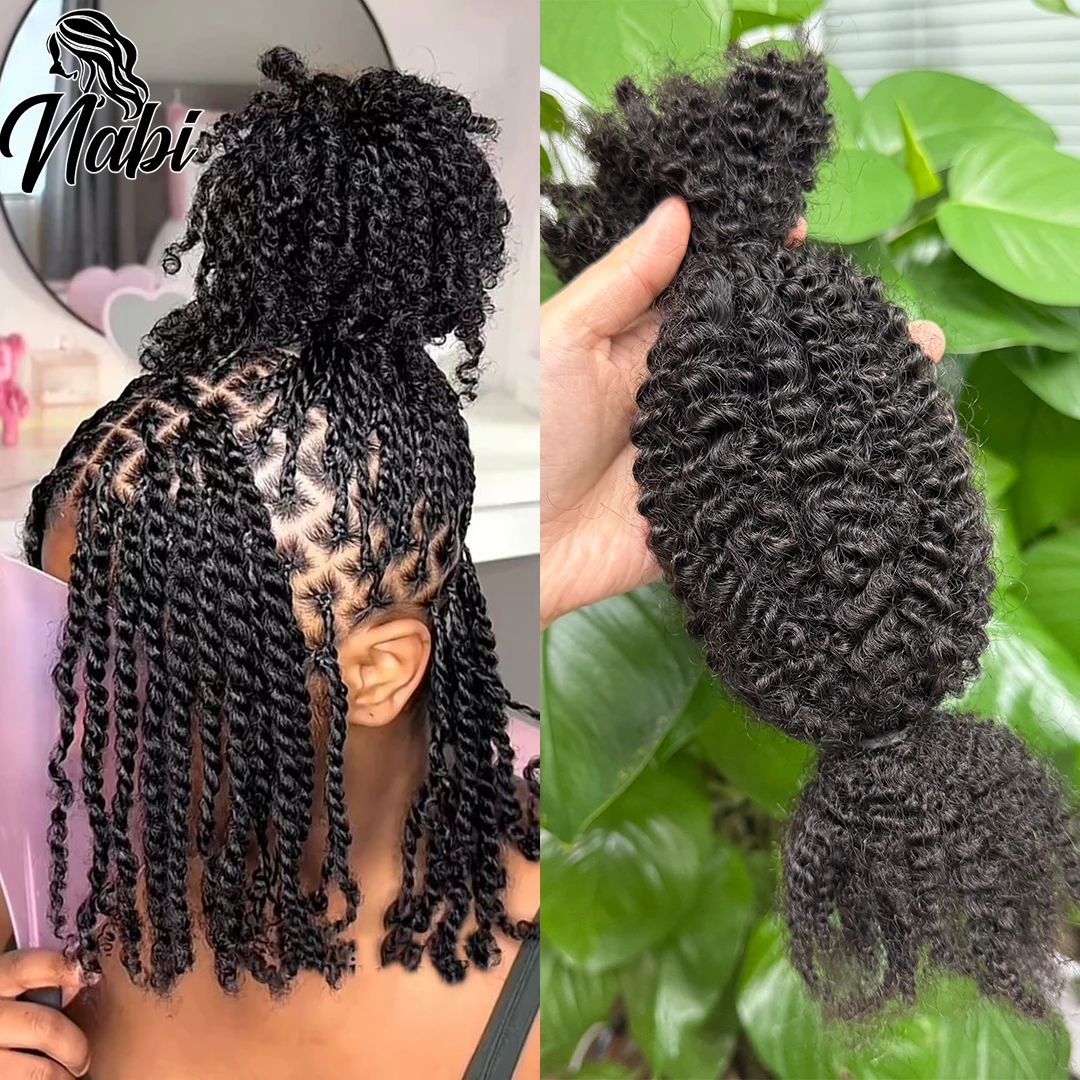 

Nabi Afro Kinky Curly Braiding Hair Bulk 4C No Weft 100% пучки человеческих волос Mini Twist Extension 30 г/лот для Locs Braids